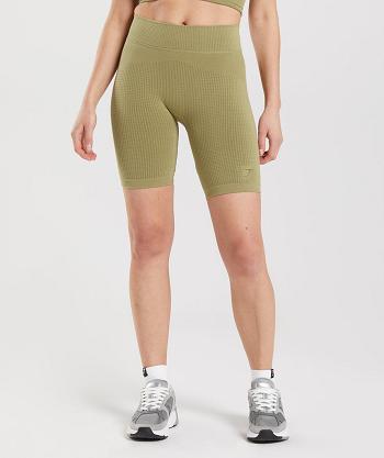 Szorty Damskie Gymshark Pause Seamless Cycling Zielone | PL 2418GSO